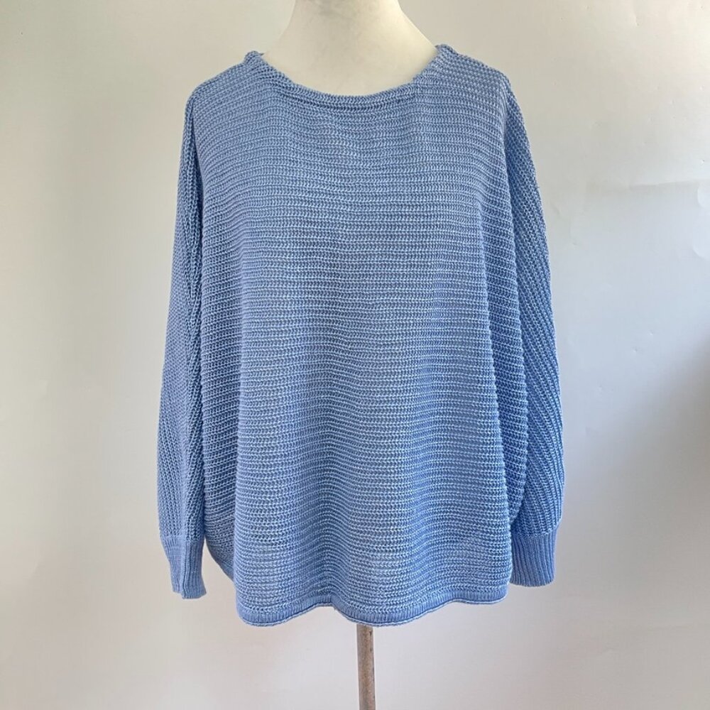 POETRY Horizontal Rib Stitch Knit 100% Heavy Linen Sweater NWT